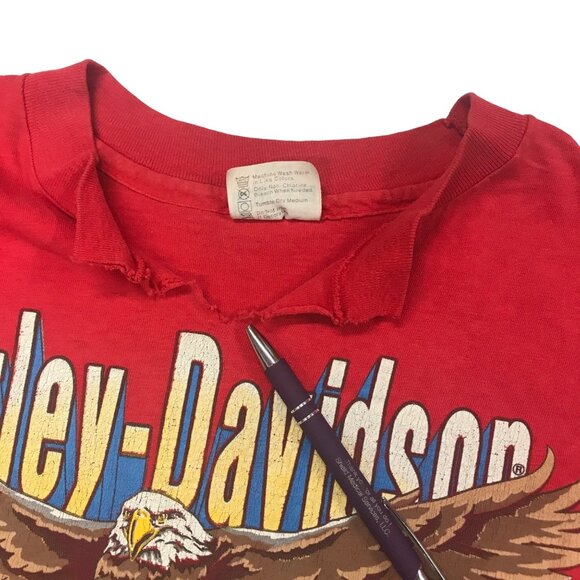 Vintage Harley Davidson JAX FLA Free Spirit Eagle XL Red Michaels Cycle Service - Picture 3 of 10